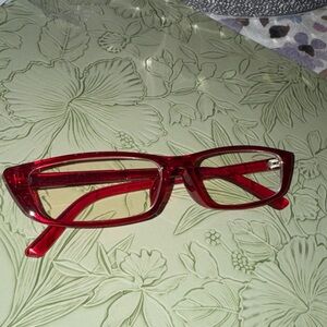 Red Rectangular Retro Eyeglasses